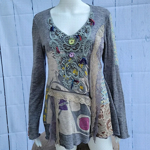 Peruzzi Tops - PERUZZI vintage art-to-wear tunic top